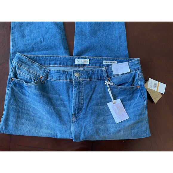 JESSICA SIMPSON, SIZE 16W BLUE JEANS HIGH RISE SLIM STRAIGHT - Picture 3 of 10
